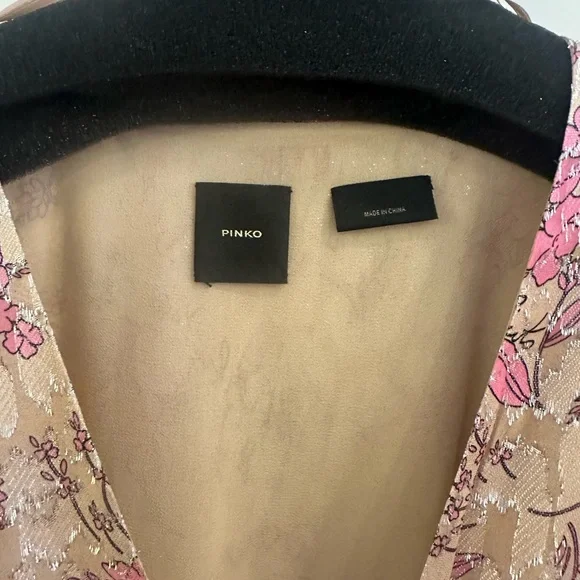 Pinko long sleeved floral wrap pink dress - Picture 5 of 8